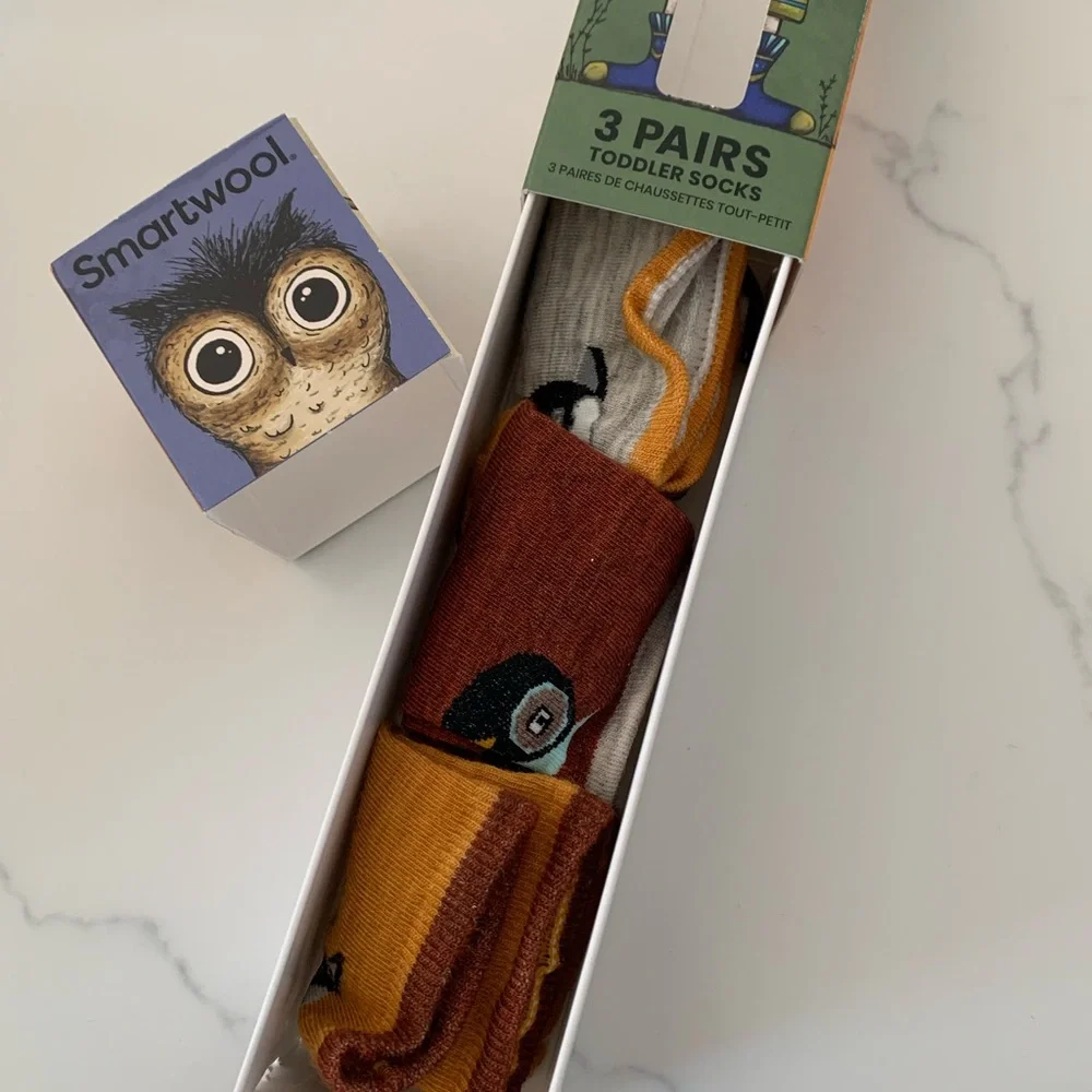 Smartwool 3-pr 1-2 Toddler Sz Trio Zero Cushion Merino Wool Bootie Socks New Box